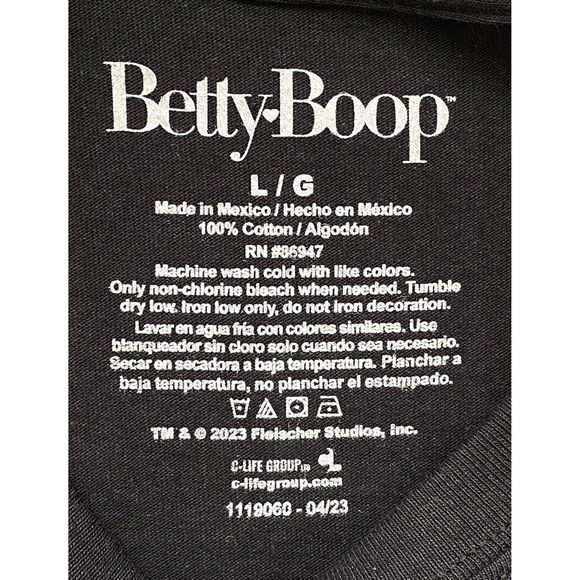 Betty Boop Biker Pinup Oversized Graphic Tee, Black - Size L - Picture 5 of 5